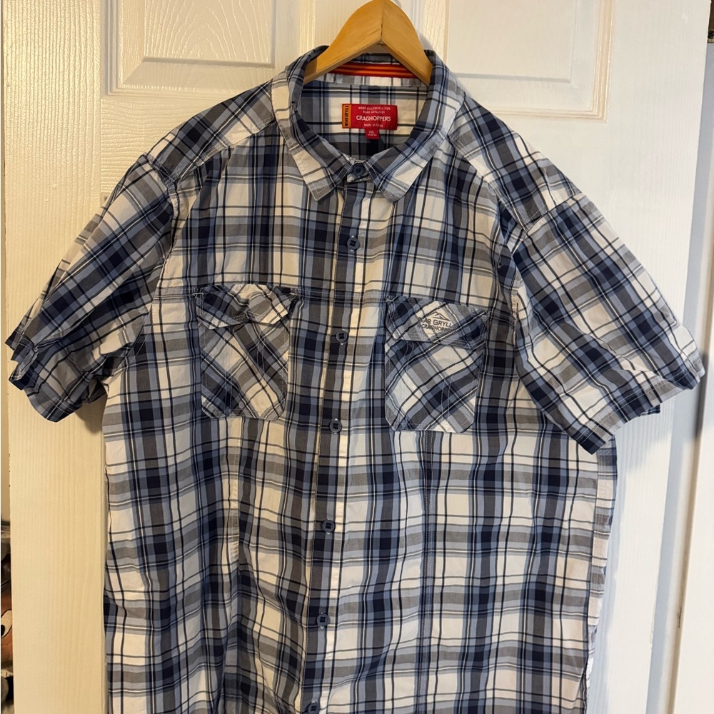 Craghoppers Navy and White Plaid Button Down Shirt